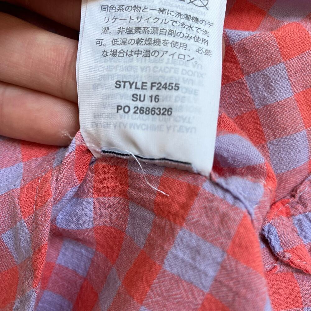 J. Crew Plaid Check Boy Shirt Red Purple Relaxed Fit Casual Cabincore Sz 0 - Picture 16 of 16